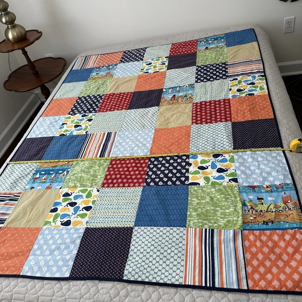 Handmade Patchwork Quilt Beach Nautical Sea Boat Sail Kelle Kaufman Good Seasons